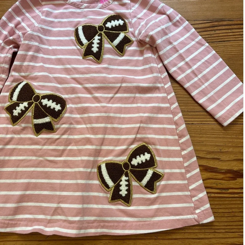 Good Lad Football Bow Dress Toddler Girls Pink Excellent‎ Striped SIZE 3T
